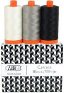 🧵 aurifil thread - cb carrara black/white 3-piece set - ideal for sewing and quilting in black color logo