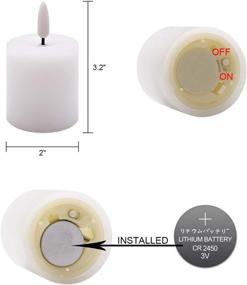 img 3 attached to 🕯️ DRomance White Flameless Flickering Votive Candles - Battery Operated with 6 Hour Timer - Realistic 3D Wick, Real Wax LED Small Pillar Candles - Halloween and Christmas Decoration (6 Pack, 2 x 3.2 Inches)