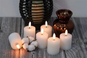 img 2 attached to 🕯️ DRomance White Flameless Flickering Votive Candles - Battery Operated with 6 Hour Timer - Realistic 3D Wick, Real Wax LED Small Pillar Candles - Halloween and Christmas Decoration (6 Pack, 2 x 3.2 Inches)