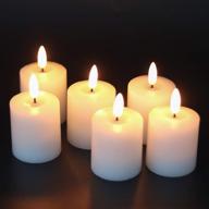 🕯️ dromance white flameless flickering votive candles - battery operated with 6 hour timer - realistic 3d wick, real wax led small pillar candles - halloween and christmas decoration (6 pack, 2 x 3.2 inches) логотип