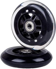 img 4 attached to Little World Scooter Replacement Wheels - 100mm Pro Stunt Scooter Wheels - Pair of 2 - ABEC-7 Bearings - Premium Quality Scooter Wheels for Smooth Ride - Black