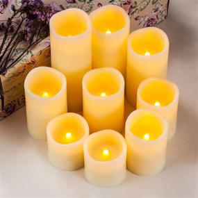 img 3 attached to 🕯️ Yutime Large Flameless Candle Set: 9 Real Wax LED Pillar Candles with Remote Control Timer