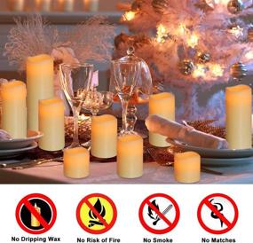 img 1 attached to 🕯️ Yutime Large Flameless Candle Set: 9 Real Wax LED Pillar Candles with Remote Control Timer