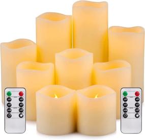 img 4 attached to 🕯️ Yutime Large Flameless Candle Set: 9 Real Wax LED Pillar Candles with Remote Control Timer