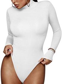 img 4 attached to 👗 XXTAXN Womens Sleeve Bodysuit with Zipper – Women's Clothing and Bodysuits