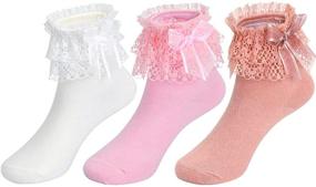 img 3 attached to 6 Pairs of Sweet Bowknot Ruffle Cotton Little Girls Socks