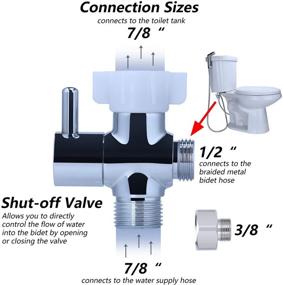 img 3 attached to 🚽 YUHX Brass Bidet T Adapter with Shut-Off Valve: 3 Way 7/8 or 15/16 and 1/2 or 3/8 - Premium Metal T Valve for Bidet Tee Connector Water Diverter Valve