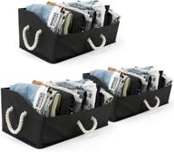 📦 3 collapsible storage cubes: large closet organizers and foldable fabric bins - black (trapezoid) логотип