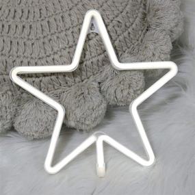 img 3 attached to 🌟 LED Star Neon Signs Light: Cool White LED Wall Decor for Home, Kids Room, Bar, Party, Christmas, Wedding - Battery or USB Operated Star Lamp Planet Neon Signs Light up (Cool White)