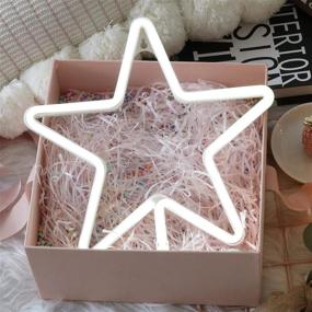 img 2 attached to 🌟 LED Star Neon Signs Light: Cool White LED Wall Decor for Home, Kids Room, Bar, Party, Christmas, Wedding - Battery or USB Operated Star Lamp Planet Neon Signs Light up (Cool White)