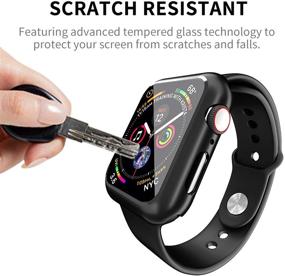 img 1 attached to 🔒 Защитный чехол черного цвета с улыбающимся лицом для Apple Watch Series 3 и 2 (38 мм) с встроенным защитным стеклом - Жесткий чехол из поликарбоната с защитой экрана.