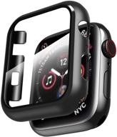 🔒 защитный чехол черного цвета с улыбающимся лицом для apple watch series 3 и 2 (38 мм) с встроенным защитным стеклом - жесткий чехол из поликарбоната с защитой экрана. логотип