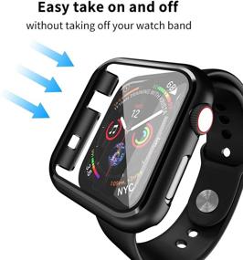 img 2 attached to 🔒 Защитный чехол черного цвета с улыбающимся лицом для Apple Watch Series 3 и 2 (38 мм) с встроенным защитным стеклом - Жесткий чехол из поликарбоната с защитой экрана.