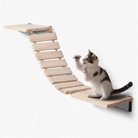 img 1 attached to 🐱 Purify Handcrafted Wooden Cat Wall Steps with Wall Mount Perch - Ultimate Cat Climber Tree Shelf, Bridge, Ladder, Hammock Bed, & Post