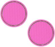 bling car cup holder coaster - 2 pack 2.75 inch bling cup silicone mat pad - crystal cup holder insert coaster - car interior accessories (2 pack, pink) logo