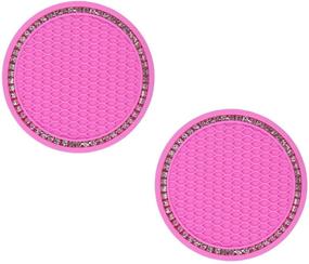 img 4 attached to Bling Car Cup Holder Coaster - 2 Pack 2.75 Inch Bling Cup Silicone Mat Pad - Crystal Cup Holder Insert Coaster - Car Interior Accessories (2 Pack, Pink)
