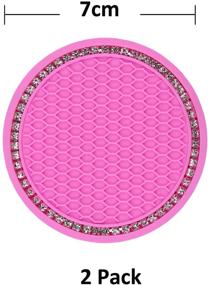 img 3 attached to Bling Car Cup Holder Coaster - 2 Pack 2.75 Inch Bling Cup Silicone Mat Pad - Crystal Cup Holder Insert Coaster - Car Interior Accessories (2 Pack, Pink)
