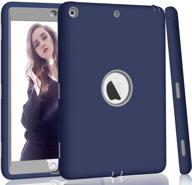 🔵 hocase ipad 5th/6th gen case - high-impact shock absorbent dual layer for ipad 9.7 2018/2017, a1893/a1954/a1822/a1823 - navy blue/grey - buy now! logo