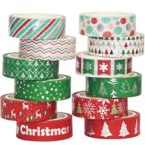 img 4 attached to 🎄 YUBBAEX Christmas Washi Tape Set: 12 Rolls Gold/Silver Foil Masking Tape for DIY Crafts, Bullet Journals, Planners & More! - 15mm - Perfect for Scrapbooking, Gift Wrapping & Festive Decor