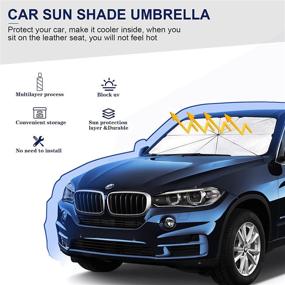 img 3 attached to 🌞 Iduola Car Windshield Sun Shade Umbrella: Ultimate Automotive Interior Sun Protection and UV Block - Foldable, Reflective Visor Reflector to Keep Car Cool (54 inch x 31 inch)