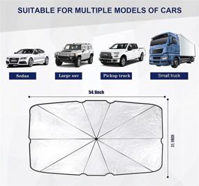 img 2 attached to 🌞 Iduola Car Windshield Sun Shade Umbrella: Ultimate Automotive Interior Sun Protection and UV Block - Foldable, Reflective Visor Reflector to Keep Car Cool (54 inch x 31 inch)