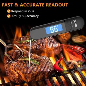 img 3 attached to Digital Instant Read Cooking Thermometer with Backlight LCD 🌡️ - Perfect for Grilling, BBQ, Baking, Candy, Liquids, and Oil! (Black)