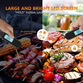 img 2 attached to Digital Instant Read Cooking Thermometer with Backlight LCD 🌡️ - Perfect for Grilling, BBQ, Baking, Candy, Liquids, and Oil! (Black)