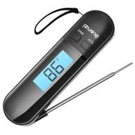 digital instant read cooking thermometer with backlight lcd 🌡️ - perfect for grilling, bbq, baking, candy, liquids, and oil! (black) logo