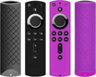 shockproof silicone remote case cover for f tv stick 4k & 2nd/3rd gen f tv - black/purple logo