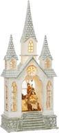 🎅 raz imports 16" nativity waterglobe church lighted water lantern - lighted christmas snow globe with swirling glitter - stunning holiday decor piece! логотип