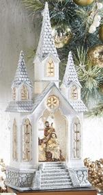img 3 attached to 🎅 RAZ Imports 16" Nativity Waterglobe Church Lighted Water Lantern - Lighted Christmas Snow Globe with Swirling Glitter - Stunning Holiday Decor Piece!