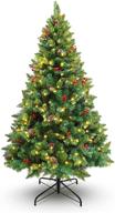 🎄 lifelike 6ft pre decorated prelit artificial christmas tree - 350 warm white leds, full xmas tree for home decoration by aneeway logo