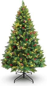 img 4 attached to 🎄 Lifelike 6ft Pre Decorated Prelit Artificial Christmas Tree - 350 Warm White LEDs, Full Xmas Tree for Home Decoration by ANEEWAY
