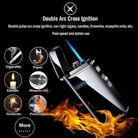 img 3 attached to 🔥 Refillable USB Rechargeable Arc Lighter - Jet Flame Torch Lighter for Cigar, BBQ, Fireworks, Candle, Camping - Windproof Infinity Lighter (Black Ice)