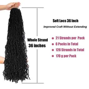 img 3 attached to 🔗 Soft Locs Crochet Hair 36 Inch 6 Packs - Whole Strand, No Extensions, New Faux Locs, Pre-looped, Super Lightweight Synthetic Crochet Hair Braids for Black Women (1b)