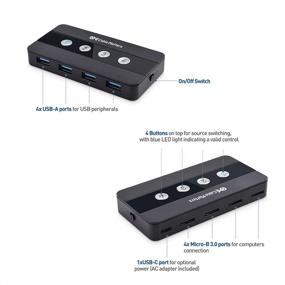 img 3 attached to 💻 Cable Matters 4 Port USB 3.0 Switch Hub for 4 Computers and USB Peripherals - Button or Wireless Remote Control Swapping - USB-C Adapter Included