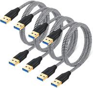 besgoods 4-pack usb 3.0 a to a cable - 3ft white braided male to male usb cord for dvd players, hard drive enclosures, laptop cooler and more logo