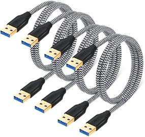 img 4 attached to Besgoods 4-Pack USB 3.0 A to A Cable - 3FT White Braided Male to Male USB Cord for DVD Players, Hard Drive Enclosures, Laptop Cooler and More