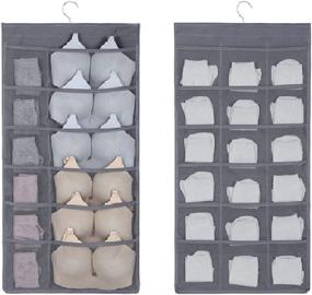 img 4 attached to 🗄️ Maximize Storage Space with Leeh Hanging Closet Organizer: Dual-Sided Pocket Bag for Underwear, Bra, Jewelry, Stockings, Panties, Socks (Gray, 30 Pockets)