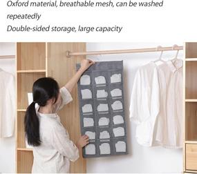 img 2 attached to 🗄️ Maximize Storage Space with Leeh Hanging Closet Organizer: Dual-Sided Pocket Bag for Underwear, Bra, Jewelry, Stockings, Panties, Socks (Gray, 30 Pockets)