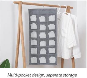 img 3 attached to 🗄️ Maximize Storage Space with Leeh Hanging Closet Organizer: Dual-Sided Pocket Bag for Underwear, Bra, Jewelry, Stockings, Panties, Socks (Gray, 30 Pockets)