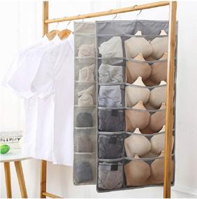 img 1 attached to 🗄️ Maximize Storage Space with Leeh Hanging Closet Organizer: Dual-Sided Pocket Bag for Underwear, Bra, Jewelry, Stockings, Panties, Socks (Gray, 30 Pockets)