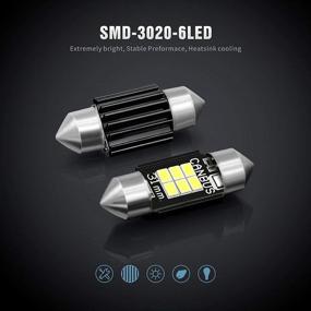 img 3 attached to 🚗 SIRIUSLED DE3175 Bulbs: White, Super Bright LED, Error-Free Canbus, 400 Lumens. Perfect for Interior Car Truck Lights, License Plate, Dome, Map, Door Courtesy. Compatible with 31MM Festoon Socket.