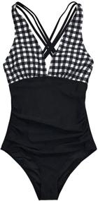 img 3 attached to CUPSHE Womens Gingham Ruched Swimsuit Women's Clothing