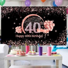 img 2 attached to Rose Gold 40th Birthday Banner Backdrop Decorations Supplies for Women - Extra Large Happy Forty 🌸 Birthday Photo Booth Props Sign for Outdoor Indoor Parties - 40 Year Old Birthday Party Poster Decor