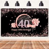 rose gold 40th birthday banner backdrop decorations supplies for women - extra large happy forty 🌸 birthday photo booth props sign for outdoor indoor parties - 40 year old birthday party poster decor logo