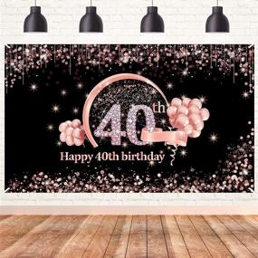 img 4 attached to Rose Gold 40th Birthday Banner Backdrop Decorations Supplies for Women - Extra Large Happy Forty 🌸 Birthday Photo Booth Props Sign for Outdoor Indoor Parties - 40 Year Old Birthday Party Poster Decor