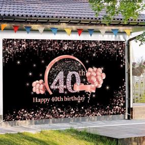 img 1 attached to Rose Gold 40th Birthday Banner Backdrop Decorations Supplies for Women - Extra Large Happy Forty 🌸 Birthday Photo Booth Props Sign for Outdoor Indoor Parties - 40 Year Old Birthday Party Poster Decor