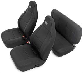 img 4 attached to 🚙 Rough Country Neoprene Seat Covers for 2003-2006 Jeep Wrangler TJ - Water Resistant - 1st/2nd Row - 91001, Black