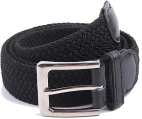 img 3 attached to Elastic Stretch Multicolored Braided 2041 Black L Men's Accessories in Belts